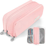 Pencil case - Boy's pencil case - Girl's pencil case - School cases - Large pencil case - 3-compartment pencil case - School supply organizer - For boys and girls (pink)