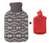 Hot water bottle - Hot water bottle - Hot water bottle - Hot water bottle with cover - Knitted hot water bottle cover - Snowflake pattern - For pain relief - Hand and foot warmer (2L)