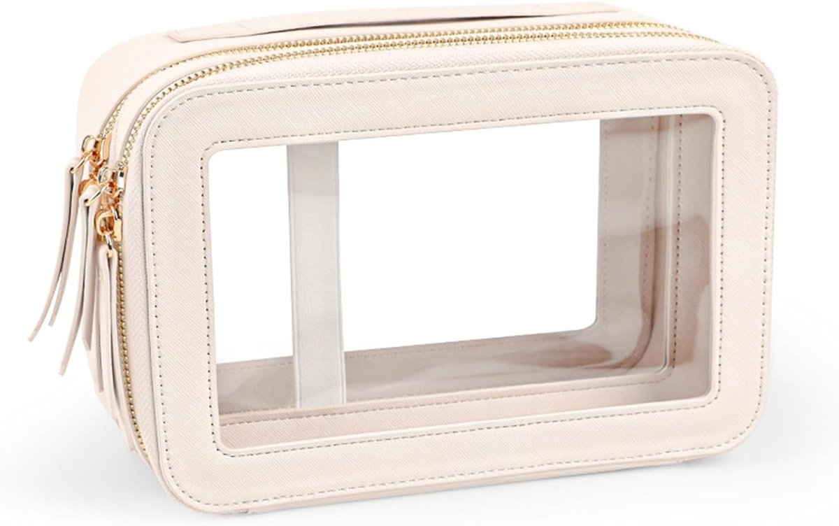 Men's toiletry bag - Women's toiletry bag - Toiletry bag - Transparent makeup bag - Travel toiletry bag - Small transparent makeup bag - Storage bag - Off-white