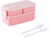 Children's bento box with compartments, 1300 ml, 2-in-1 3-compartment bento box, leakproof, for adults, for breakfast, BPA-free, pink