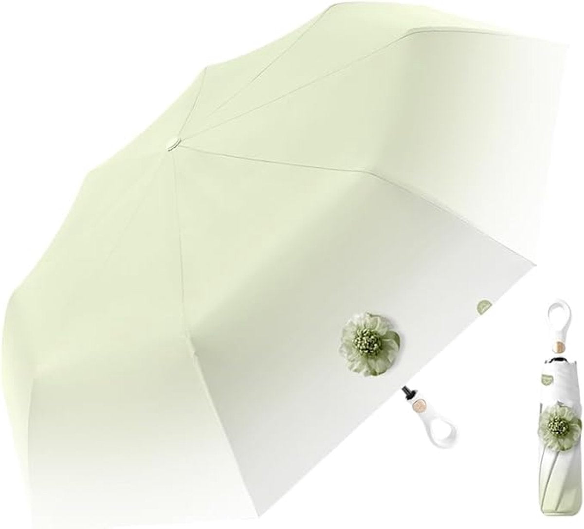 Small Folding Umbrella, Sun Protection, 8 Ribs, Travel, Automatic Open and Close with Button, Handle, Ring, Creative Outdoor, Anti-UV, Compact Suitcase Umbrella, Pocket Umbrella for Women and Children