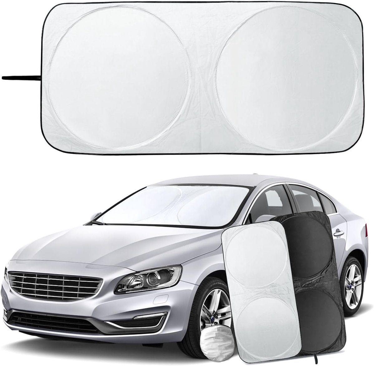 Car accessories - Car sunshade - Car sunshade - Car windshield sunshade - Universal car windshield sunshade - Foldable - UV resistant - Fits most vehicles (150 x 70 cm)