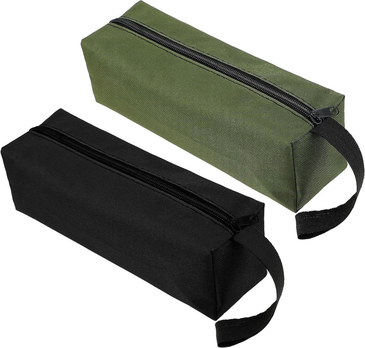 Pack of 2 10" x 3.1" zippered canvas tool bags, wear-resistant flat bottom portable tool pouch - multifunctional storage bag for tools, gadgets, cosmetics, stationery.