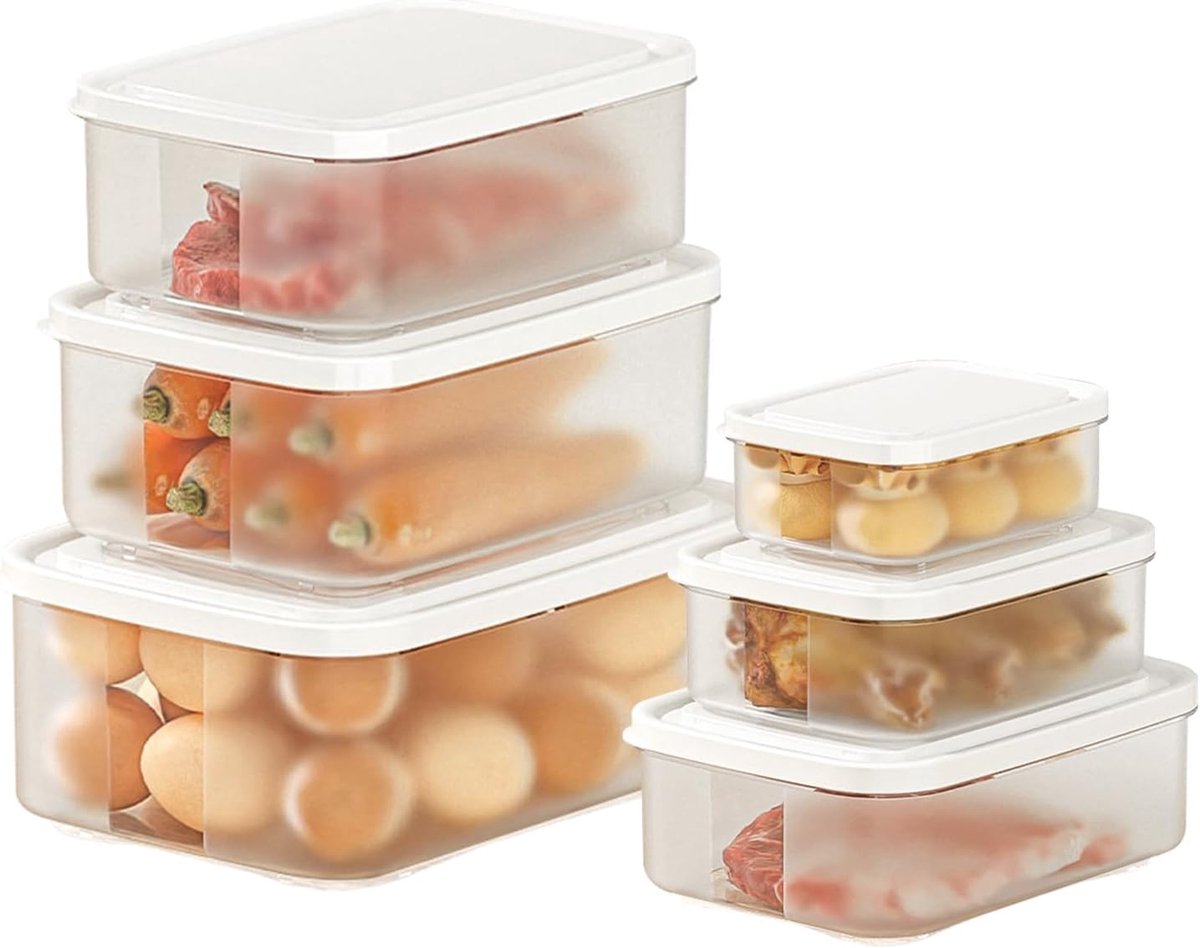 Diepvriesbakjes - Diepvriesbakjes Met Deksel - Voedselcontainers - Duurzame Snackdoosjes - Snoep Opbergdoos - Picknickdoos - Set van 6 plastic voedselcontainers met deksels - Voedselbereidingscontainers - luchtdicht - lekvrij