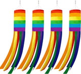 Decorative Rainbow Windproof Sleeve - 40-inch Rainbow Windproof Sleeve Flag - Pack of 4 - Striped Rainbow Windproof Sleeve Flag Gay Pride Outdoor Decoration LGBT Event Decoration Banner
