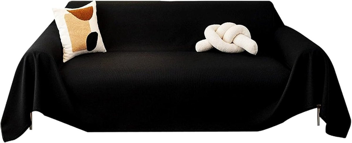 Sofa cover - Corner sofa cover - Loveseat cover - All seasons - Sofa cushion - Waterproof sofa cover - Thick ripstop - Polyester sofa cover - Black - Raised - 280 x 180 cm