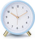 Silent Alarm Clock with Night Light and Backlight, Blue Bedroom and Travel Clock, Metal