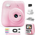 48MP Kids Digital Camera with Instant Print, 1080p FHD, 10x Zoom, 32GB Memory Card, 3-inch Screen, Pink