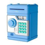 Electronic Piggy Bank for Kids with Fingerprint Opening, Password Protection, Automatic Saving Function, Mini Cabinet, Blue