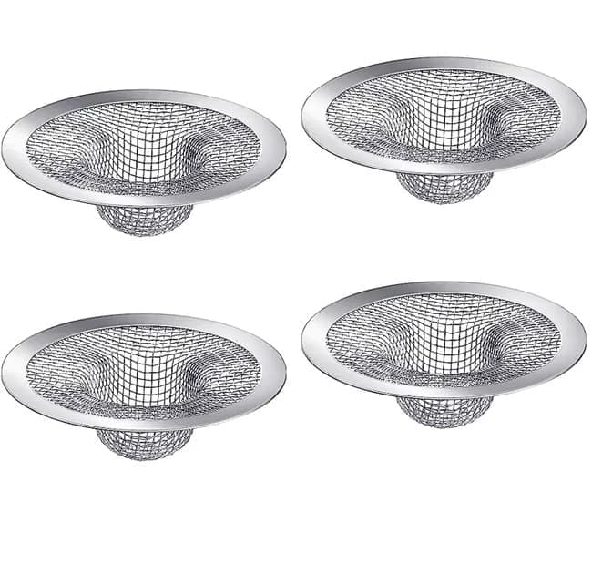 4-Pack Stainless Steel Sink Strainers, Compatible with Most Bathtubs and Showers, 3.5 inches