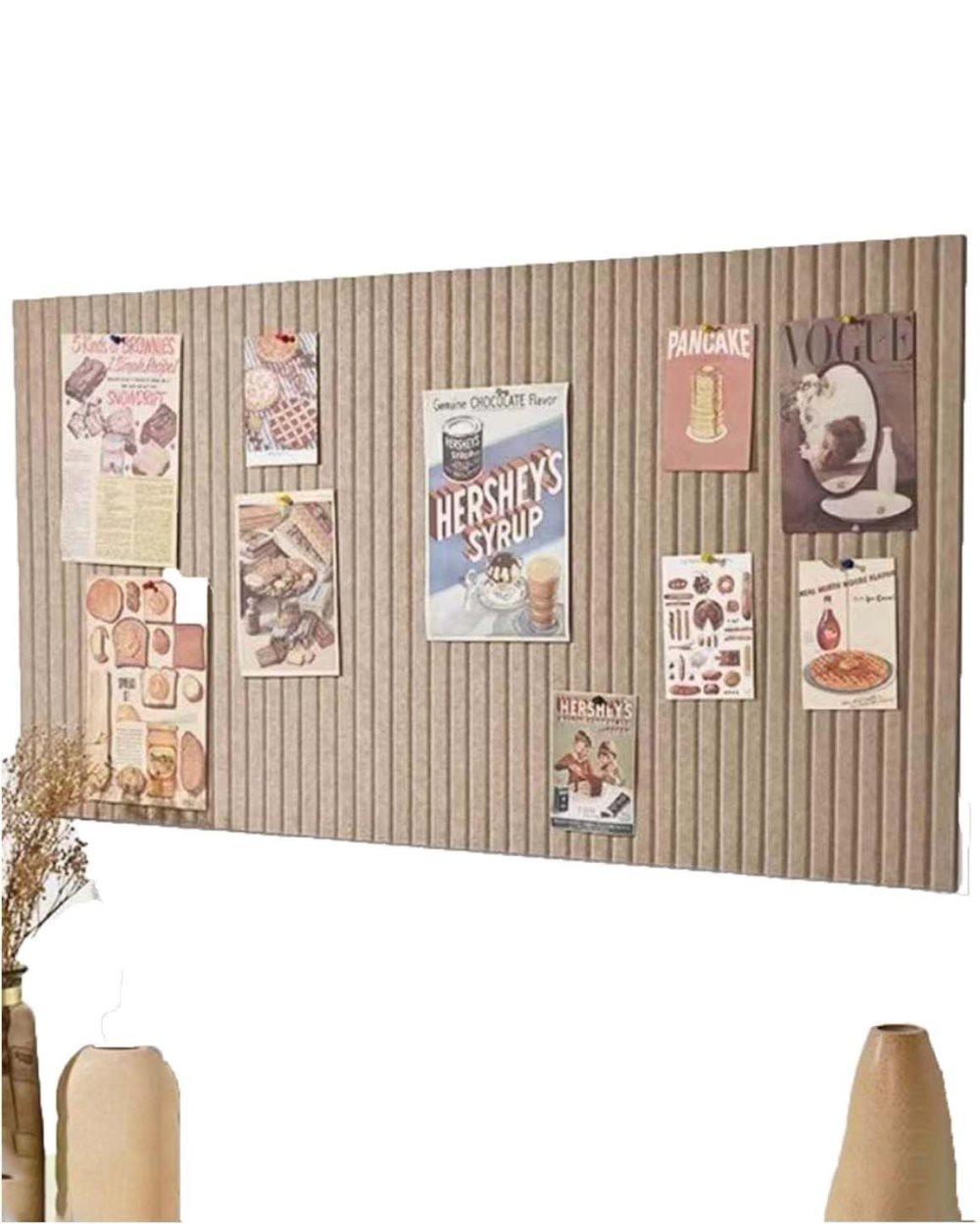 Self-adhesive photo board, decorative felt and cork wall panel for photos and messages, acoustic panels bulletin board for home and office, Deep Camel