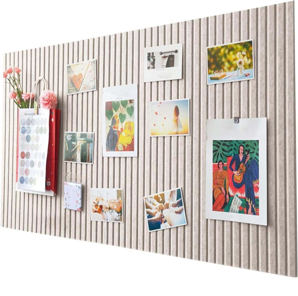 Self-adhesive Photo Board, Decorative Felt and Cork Wall Panel for Photos and Messages, Acoustic Panels Bulletin Board, Light Camel