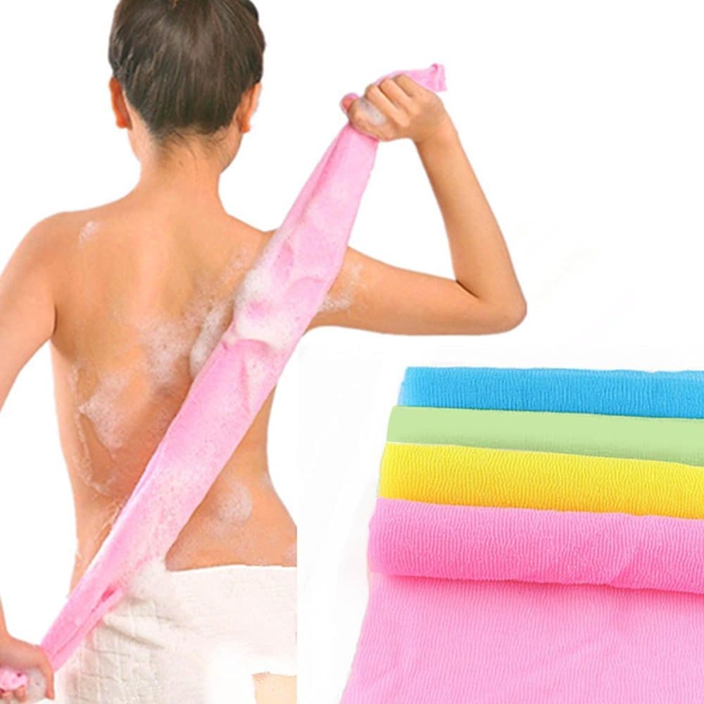 4pcs Multicolor Nylon Japanese Exfoliating Shower Scrub Washcloth Towel, Soft Body Cleaning Sponges