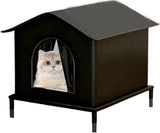 1 Pack Waterproof Insulated Outdoor Cat House for Homeless Cats and Small Animals, 36 x 36 x 36cm, Black