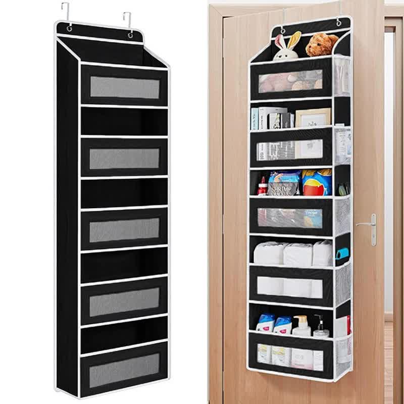 Wall-mounted Doll Rack with Hooks, Multi-functional Storage for Door Hanging, Black