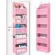 Wall-mounted doll rack with hooks, multi-functional storage rack, pink dolls, can be hung on a door