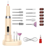 12 Grinding Heads Electric Nail File, Rechargeable 15000RPM Adjustable Speed, Wood