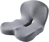 Ergonomic Memory Foam Seat Cushion with Lumbar Support and Tailbone Protection for Office Chairs, Driving and Home, Light Gray, L-Shaped