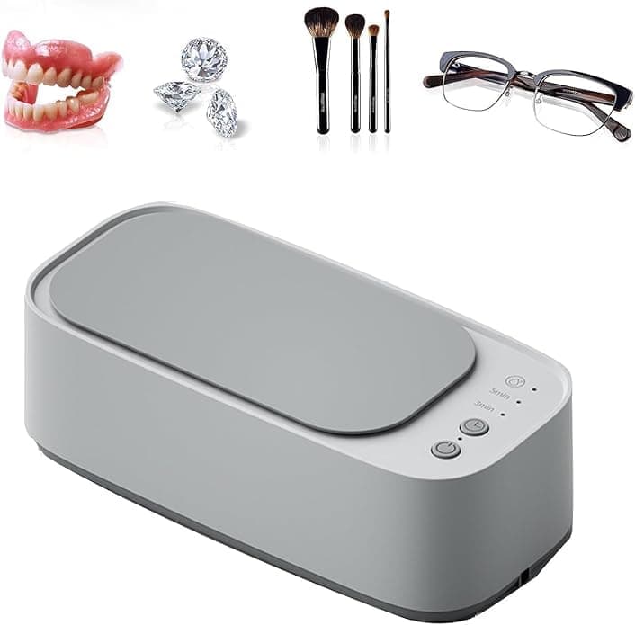 45000 Hz Ultrasonic Cleaner with 3 Cleaning Modes for Glasses Jewelry Dentures, Gray
