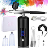 Wireless Airbrush Machine with USB Charging, 3 Speed Modes, Compatible with Nail Art Cake Decorating and Painting, Black