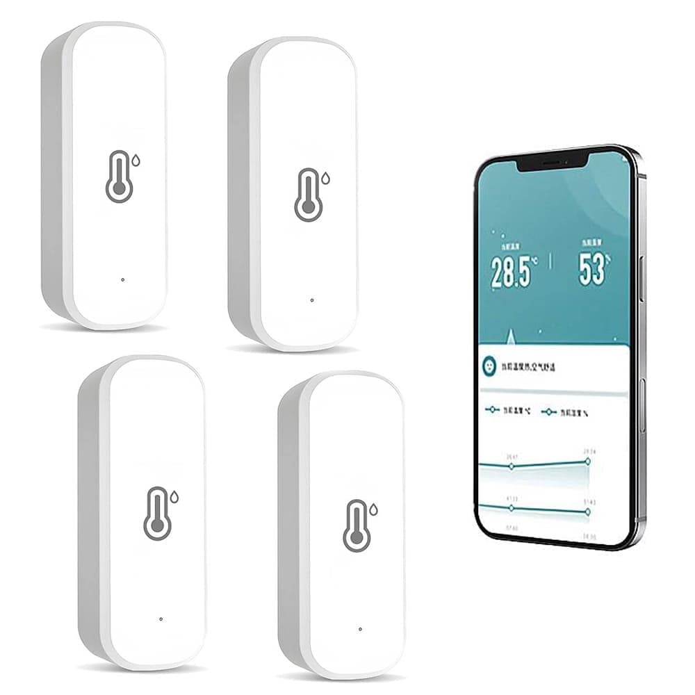 2-Pack Smart WiFi Thermometer with App Notification, Alexa Compatible, White