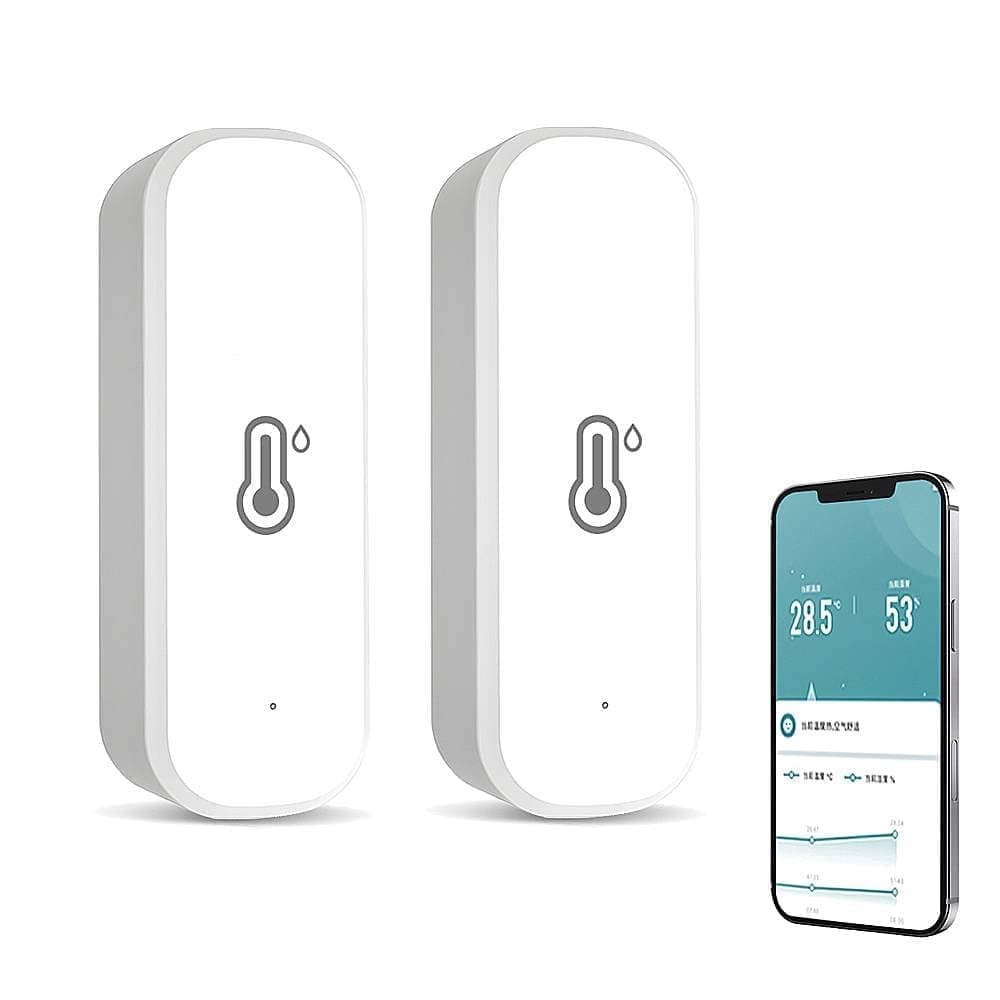 4-Pack Smart WiFi Thermometer Hygrometer with App Notification, Compatible with Alexa, White