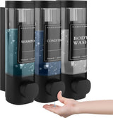 3-Pack Wall Mounted Soap Dispenser for Shampoo & Soap, 300ml x3, 3-Compartment Shower Dispenser, Black