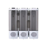 3-Pack Wooden Wall Mounted Soap Dispenser for Shampoo & Soap, 300ml x3, 3-Compartment Shower Dispenser