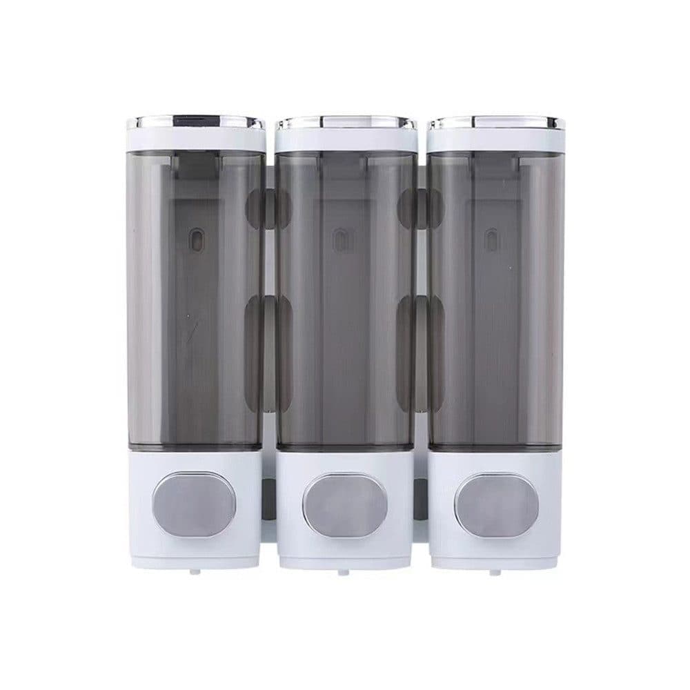 3-Pack Wooden Wall Mounted Soap Dispenser for Shampoo & Soap, 300ml x3, 3-Compartment Shower Dispenser