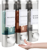 3-Piece 300ml Wall Mounted Soap Dispenser for Shampoo & Soap, Silver
