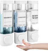 3-Pack Wall Mounted Soap Dispenser for Shampoo & Soap, 300ml x3, White