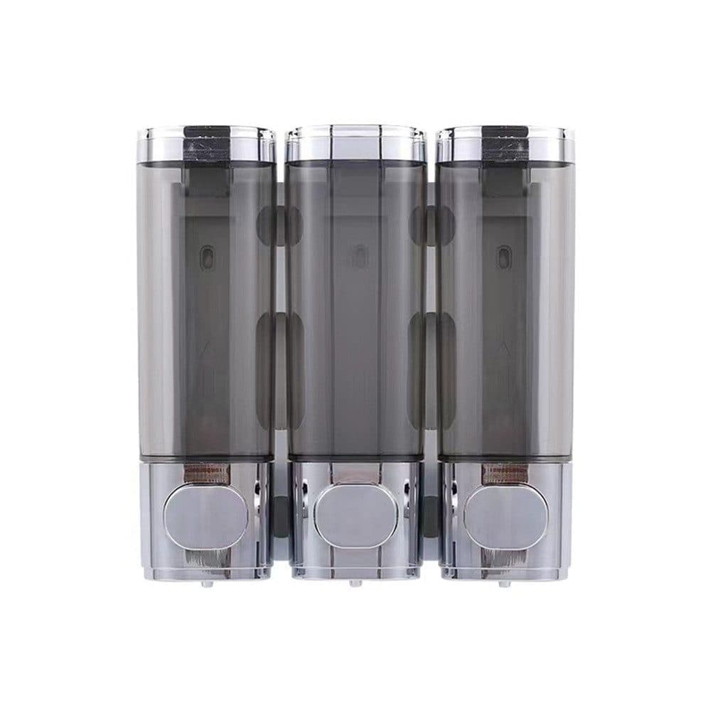 3-Pack Wall Mounted Soap Dispenser, 300ml x3, 3-Compartment Shower Dispenser for Shampoo & Soap, Metallic
