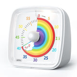 60 Minutes Visual Timer with Rainbow Pattern, Silent Flash Function, Adjustable Volume, White