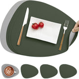 4-Pack Faux Leather Placemats Waterproof Non-Slip Easy-to-Dry Double-Sided, Green