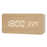 Digital LED Alarm Clock with USB Charger, Silent Wooden Design for Bedrooms and Travel, 12/24h LCD Display, Wood