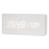 Digital LED Alarm Clock with USB Charger, Silent Wooden Clock for Bedrooms and Travel, 12/24h LCD Display, White