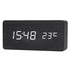 LED Alarm Clock with USB Charger, Silent Wooden Design for Bedrooms and Travel, 12/24h LCD Display, Black