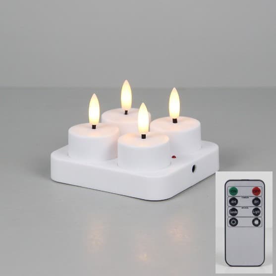 4 Rechargeable LED Heat Lights with Remote and Timer, Compatible with Oral-B and Philips, Includes Charging Station