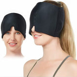 Cooling Migraine Cap with Gel Eye Mask for Headache Relief and Sleep Aid, Black, Compatible with Oral-B