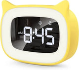 Yellow Digital LED Alarm Clock with Silent Operation, 5 Volume Levels, 5-Color Night Light, 18 Natural Sounds, Adjustable Brightness and Snooze Function