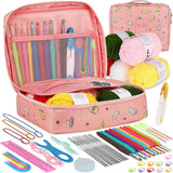 58-piece crochet hook set with ergonomic handles and yarn, includes crochet bag, 12cm