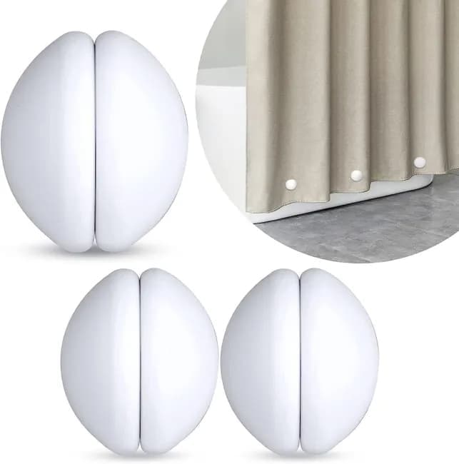 3-pack shower curtain magnets with silicone cover, rustproof and silent, prevents curtain from blowing up, 1.5 inches