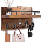 7-Hook Wall Mounted Wooden Key Holder with Storage Tray, 30 cm, for Hallway Corridor Bedroom & Office