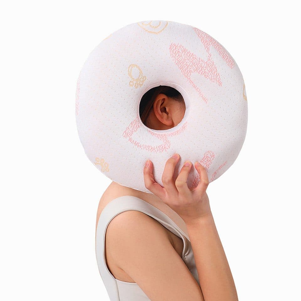 Ear Pillow for Side Sleeping, Ergonomic Perforated Design, Comfortable Pressure Relief, Pink