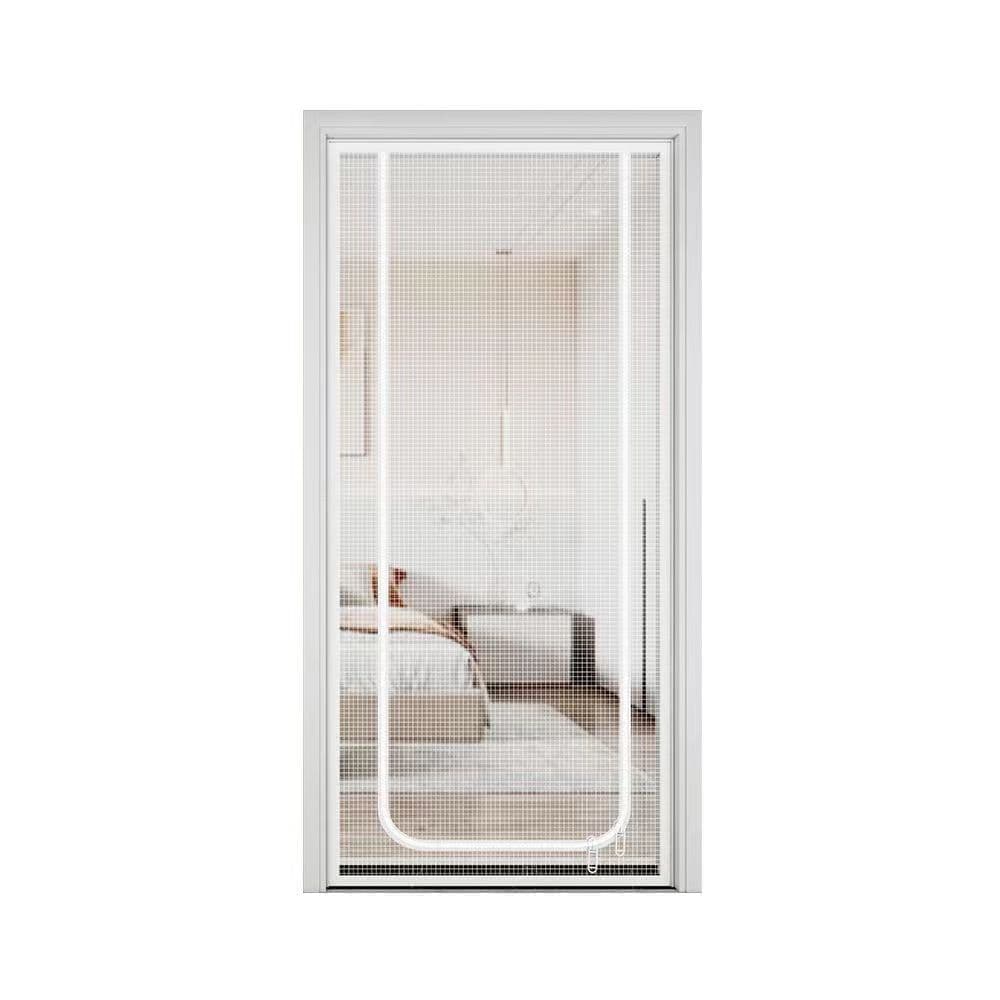 Cat Repellent Zipper Door Curtain, 90x200cm, Durable Mesh Pest Protection Easy to Install, White