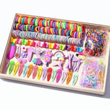 844-Piece Hair Accessories Set with Colorful Clips and Scrunchies for Girls, Perfect for All Occasions