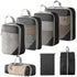 7-Piece Compression Bags for Suitcase & Backpack, Black, Lightweight Travel Packing Organizers