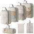 7-Piece Lightweight Travel Compression Bags for Suitcase & Backpack, Beige