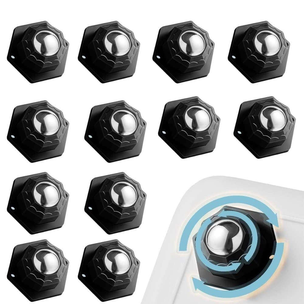 12-Pack Heavy Duty Furniture Casters 360° Rotating High Load Easy Assembly Flat Design, 2.5\