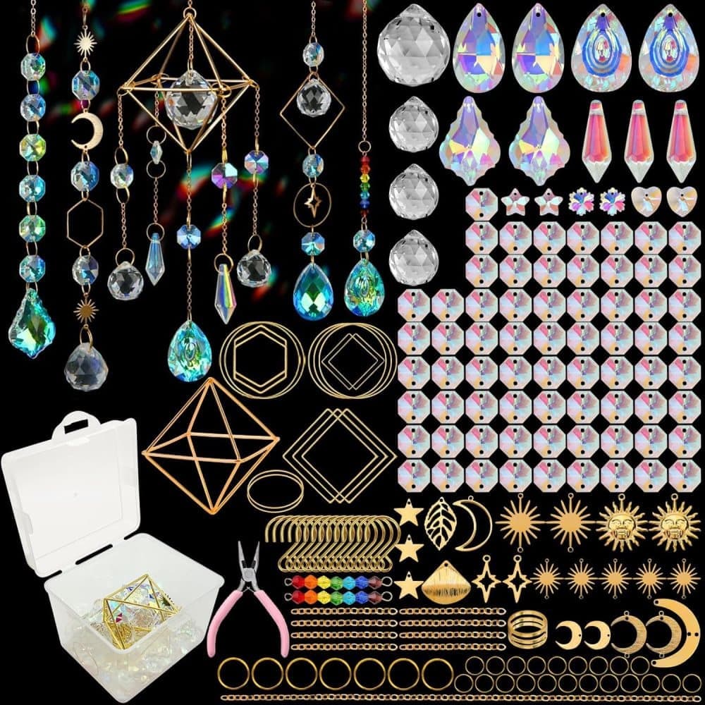 DIY Solar Collector Crystal Wind Chimes Kit 400-pack, Hanging Window Decoration for Home Office and Garden, Compatible with Solar Collectors